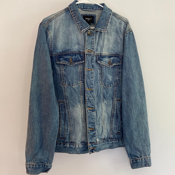 Forever 21 Men’s Distressed Jean Jacket - Picture 1 of 6